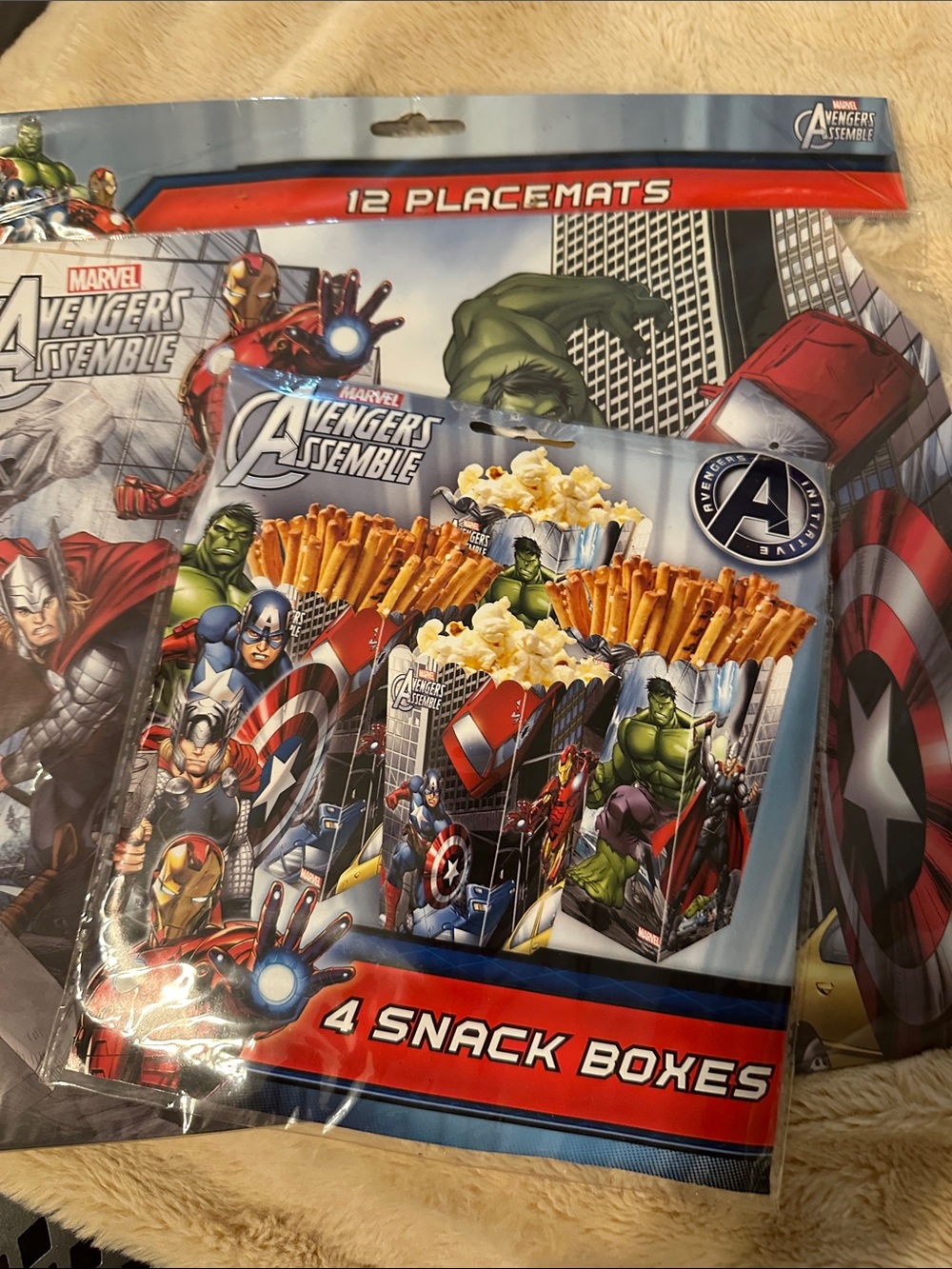 Marvel Avengers Snack Boxes & Placemats - Red, Blue, Green